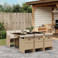 7-delige Tuinset met kussens poly rattan beige - thumbnail