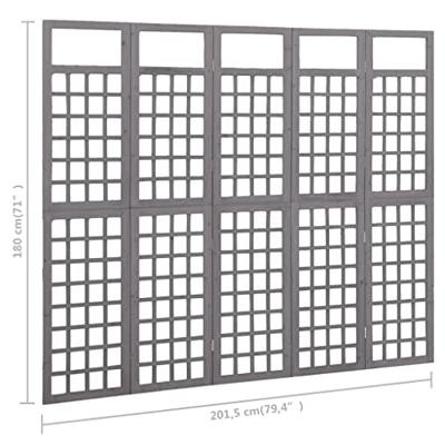 Kamerscherm/trellis met 5 panelen 201,5x180 cm vurenhout grijs