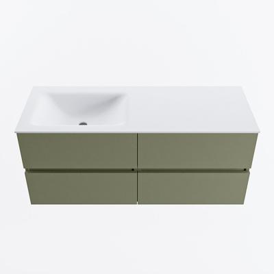 MONDIAZ VICA 120cm badmeubel onderkast Army 4 lades. Wastafel CLOUD links 1 kraangat, kleur Talc.