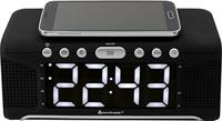 Soundmaster FM-horloge-radio UR800SW met QI-laadstation voor smartphones/tablets, dimbaar jumbo-led-display, zwart - thumbnail