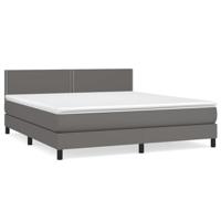 Boxspring met matras kunstleer grijs 180x200 cm - thumbnail