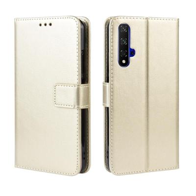 Retro Crazy Horse textuur horizontale Flip lederen case voor Huawei Honor 20 met houder & kaartsleuven & fotolijstjes (goud)