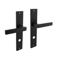 Deurkruk Hera op langschild 245x45mm rondcilindergat 78mm mat zwart - thumbnail