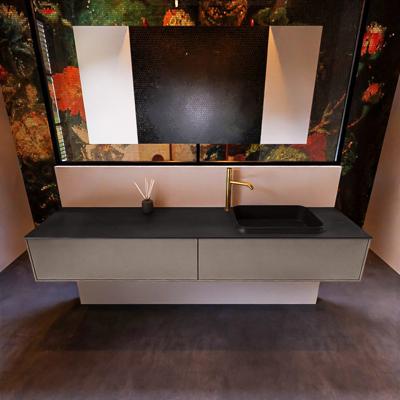 Badkamermeubelset Mondiaz Erin 200 cm met 2 Lades met RIDGE Wastafel Rechts Urban met 1 kraangat Greeploos Mat Smoke Badkamermeubelset Mondiaz Erin 200 cm met 2 Lades met RIDGE Wastafel Rechts Urban met 1 kraangat Greeploos Mat Smoke