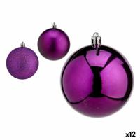Set kerstballen Paars Plastic 8 x 9 x 8 cm (12 Stuks) - thumbnail
