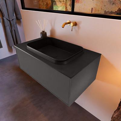 Badkamermeubelset Mondiaz Erin 80 cm met 1 Lade met RIDGE Wastafel Midden Urban Zonder Kraangaten Greeploos Mat Dark Grey Badkamermeubelset Mondiaz Erin 80 cm met 1 Lade met RIDGE Wastafel Midden Urban Zonder Kraangaten Greeploos Mat Dark Grey