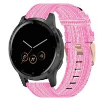 By Qubix - Compatible met Garmin Venu 3s / Vivoactive 4s / Venu 2s / Vivomove 3s / Forerunner 255s - Canvas nylon bandje - Roze - Compatible Garmin bandje - thumbnail
