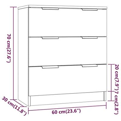 Dressoir 60x30x70 cm bewerkt hout gerookt eikenkleurig