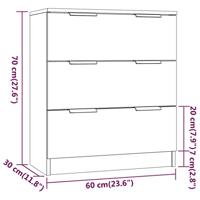 Dressoir 60x30x70 cm bewerkt hout wit - thumbnail