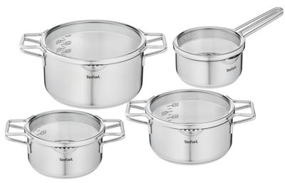 Tefal H852S8 Nordica Pannenset 4-delig RVS/Glas Tefal H852S8 Nordica Pannenset 4-delig RVS/Glas