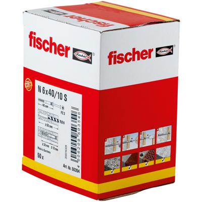 Wandpluggen en schroeven Fischer 50354 6 x 40 mm / 10 (50 Stuks) Wandpluggen en schroeven Fischer 50354 6 x 40 mm / 10 (50 Stuks)