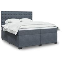 Boxspring met matras fluweel donkergrijs 200x200 cm - thumbnail