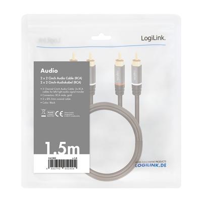 LogiLink CA1203 Cinch Audio Aansluitkabel 1.5 m Zwart Afgeschermd, Kleurcodering LogiLink CA1203 Cinch Audio Aansluitkabel 1.5 m Zwart Afgeschermd, Kleurcodering