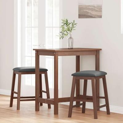 Barstoelen met kussens 2 st massief hout rubber bruin
