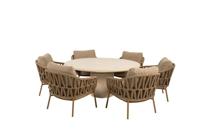 Biarritz low diningset met Hampton tafel zand rond dia. 160 cm 4SO - 4so - thumbnail
