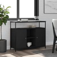 Dressoir 100x35x80 cm bewerkt hout zwart - thumbnail