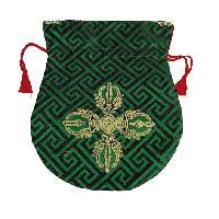 Brokaattasje Groen Dubbele Dorje Gevoerd - thumbnail