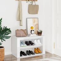 VidaXL Schoenenrek 75x35x45 cm bewerkt hout hoogglans wit - thumbnail