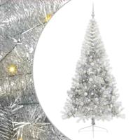 VidaXL Kunstmatig voorverlicht kerstboom met 300 led zilver 210 cm pet - thumbnail