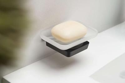 Zeephouder Sapho Zen Black Hangend 4.2x13.5 cm Zwart / Melkglas Zeephouder Sapho Zen Black Hangend 4.2x13.5 cm Zwart / Melkglas