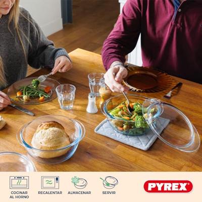 Set van 2 ovenschalen - PYREX - Glas - Rond - 1,6 L