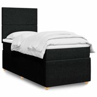 Boxspring met matras stof zwart 90x190 cm - thumbnail