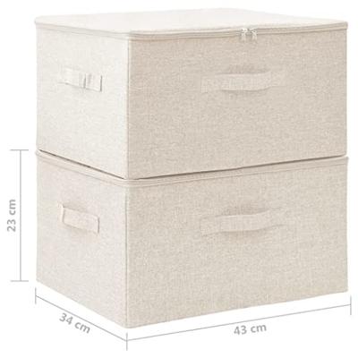 VidaXL Opbergboxen 2 st 43x34x23 cm stof crèmekleurig VidaXL Opbergboxen 2 st 43x34x23 cm stof crèmekleurig