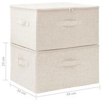 VidaXL Opbergboxen 2 st 43x34x23 cm stof crèmekleurig - thumbnail