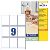 Avery Afneembare productetiketten ft 62 x 89 mm (b x h), 180 stuks, 9 per blad, doos van 20 blad - thumbnail