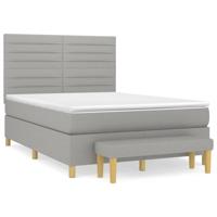 Boxspring met matras stof lichtgrijs 140x190 cm - thumbnail