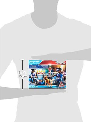 PLAYMOBIL 6878 Politieblokkade, Stadsactie, Bevat een politieblokkade met politiehond en diverse accessoires, voor kinderen vanaf 4 jaar.