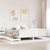 Bedframe zonder matras massief grenenhout wit 200x200 cm - thumbnail