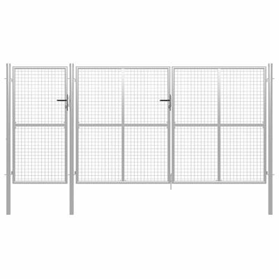 Tuinpoort staal 400x150 cm zilver