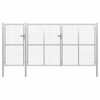 Tuinpoort staal 400x150 cm zilver - thumbnail