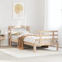 Bedframe met hoofdbord massief grenenhout 100x200 cm - thumbnail