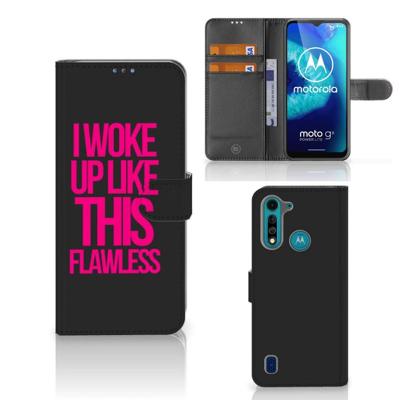 Motorola G8 Power Lite Hoesje met naam Woke Up - Origineel Cadeau Zelf Maken