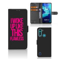 Motorola G8 Power Lite Hoesje met naam Woke Up - Origineel Cadeau Zelf Maken - thumbnail
