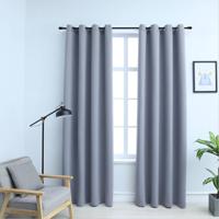 VidaXL Gordijn verduisterend met metalen ringen 2 st 140x175 cm grijs - thumbnail
