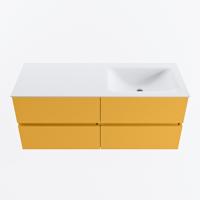 MONDIAZ VICA 120cm badmeubel onderkast Ocher 4 lades. Wastafel CLOUD rechts zonder kraangat, kleur Talc. - thumbnail