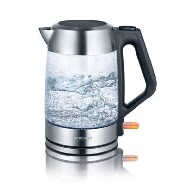 Severin WK 3475 Waterkoker Snoerloos Glas, RVS (geborsteld), Zwart
