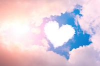 Schilderij - Hart in de wolken, Pastel, 2 maten, Premium print - thumbnail