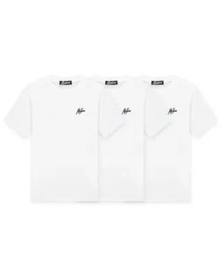 Malelions Signature T-Shirt 3-Pack Heren Wit/Wit/Wit - Maat L - Kleur: Wit | Soccerfanshop