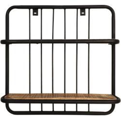 HSM Collection wandplank Linos - naturel/zwart - 50x50x12 cm - Leen Bakker