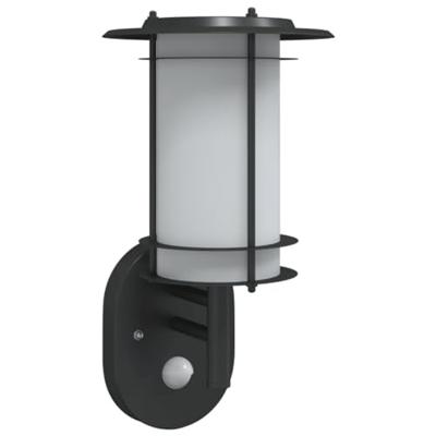 VidaXL Buitenwandlamp met sensor roestvrij staal zwart VidaXL Buitenwandlamp met sensor roestvrij staal zwart