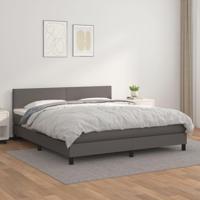 Boxspring met matras kunstleer grijs 180x200 cm - thumbnail