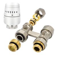 Aansluitset Radiator BWS Talia H-Blok Voor Vloeruitgang M30-1/2M-16/2 - thumbnail