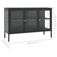 Dressoir 105x35x70 cm staal en glas antracietkleurig - thumbnail