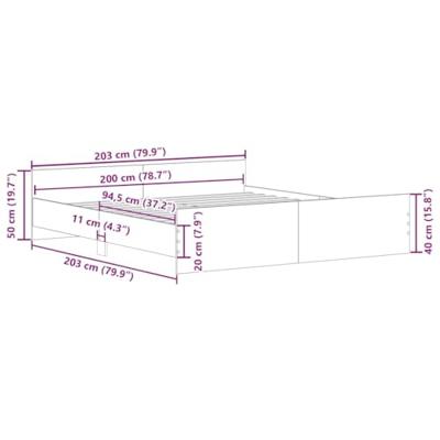 Bedframe met hoofd- en voeteneinde betongrijs 200x200 cm