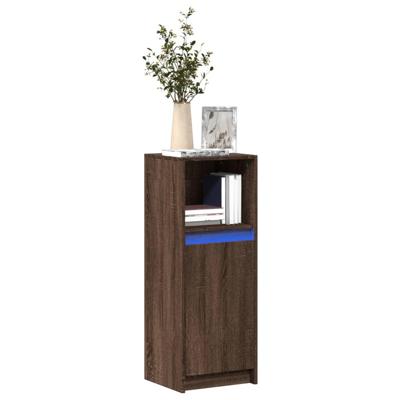 Dressoir met LED 38x34x100 cm bewerkt hout bruin eikenkleur Dressoir met LED 38x34x100 cm bewerkt hout bruin eikenkleur