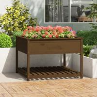 VidaXL Plantenbak met schap 111,5x111,5x81 cm grenenhout honingbruin - thumbnail